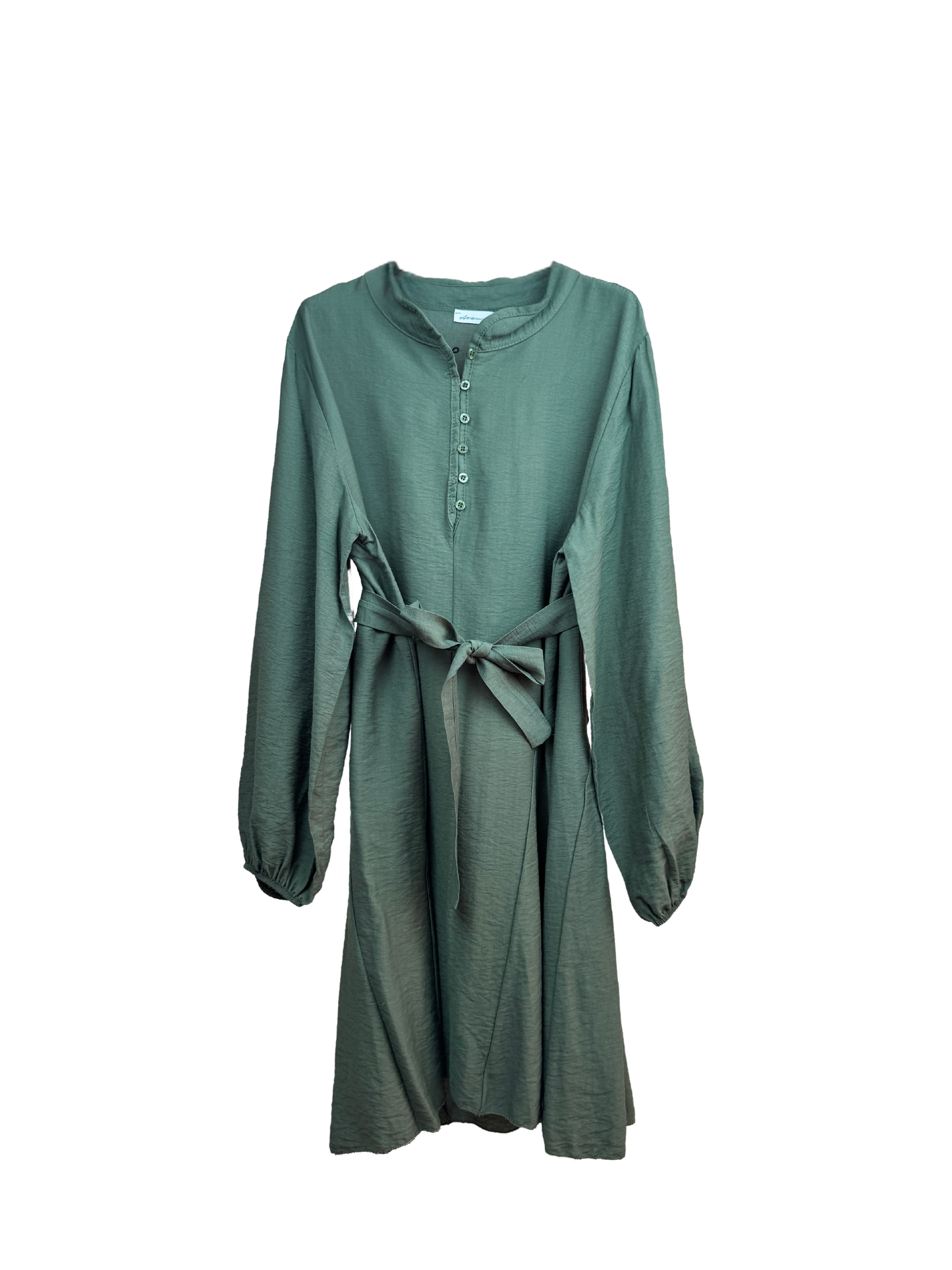 Sage Belted Shirt Dress