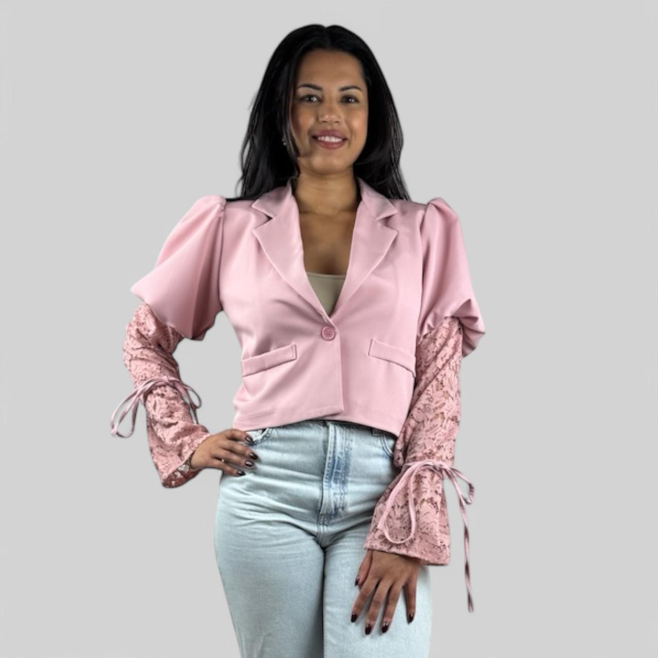 Blazer met kanten mouwen