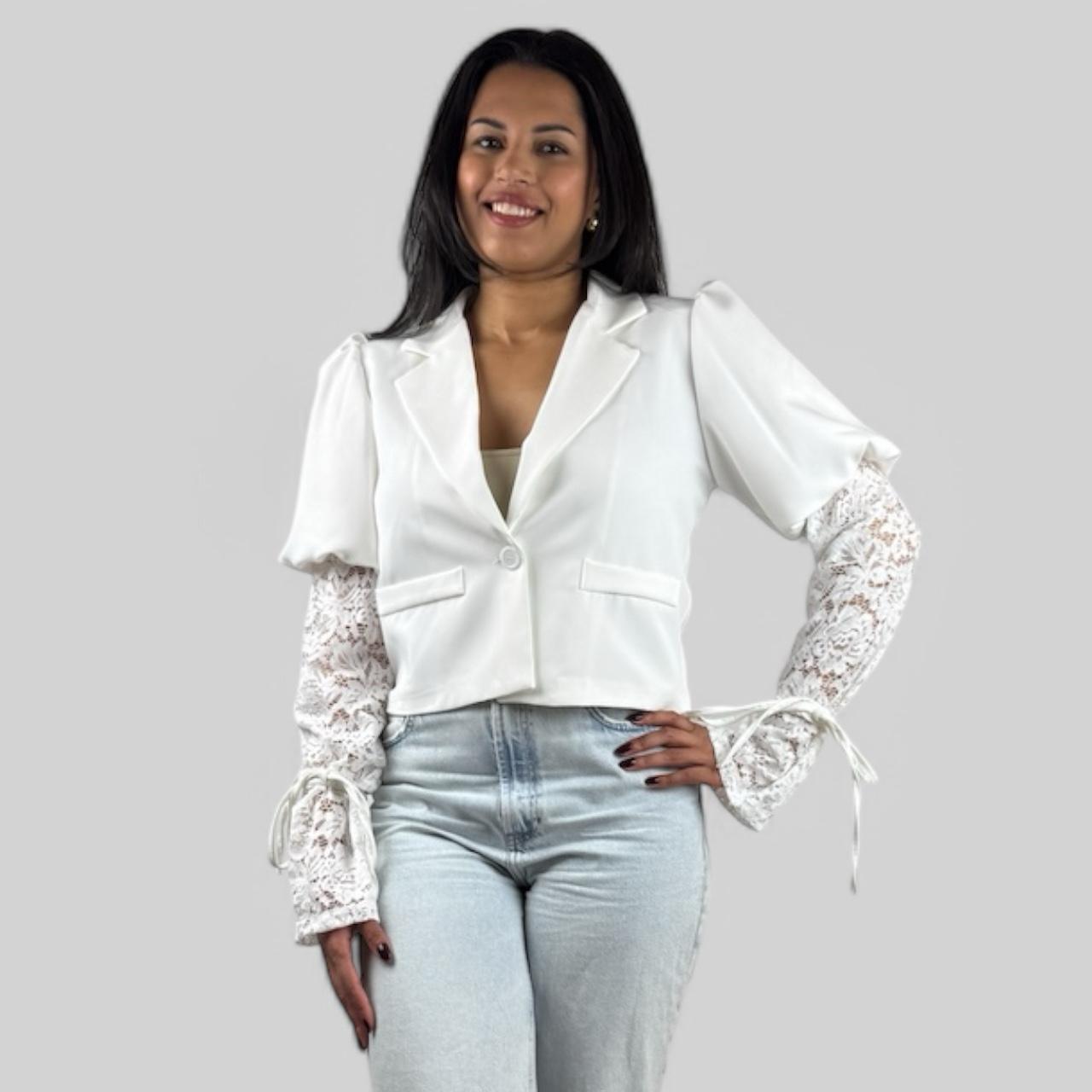 Blazer met kanten mouwen