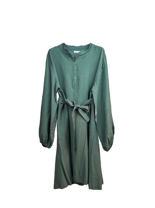 Sage Belted Shirt Dress