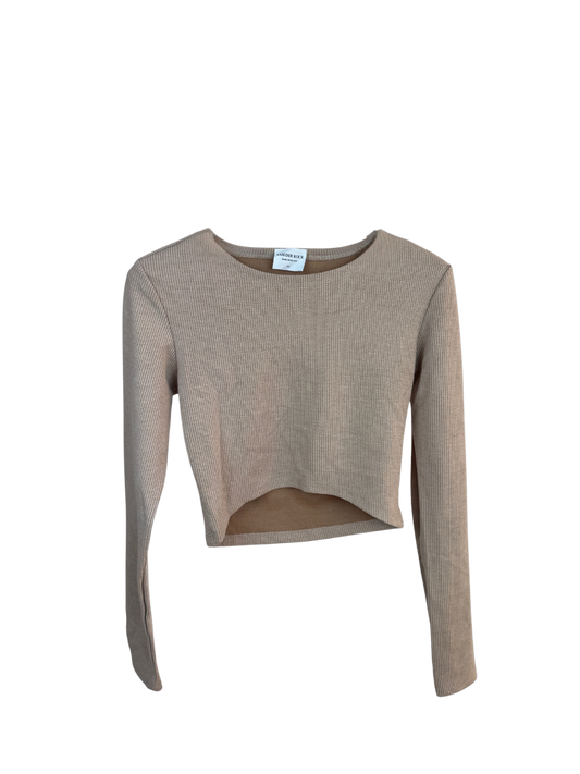 Casual Ribbed Crop - Beige