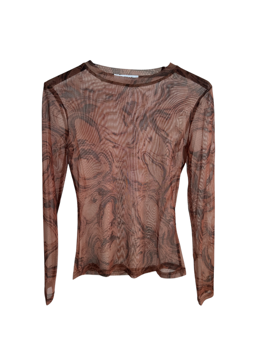 Brown Marble Mesh Top