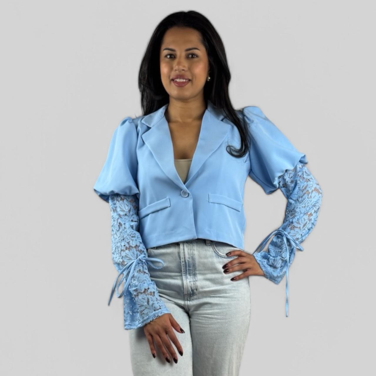 Blazer met kanten mouwen